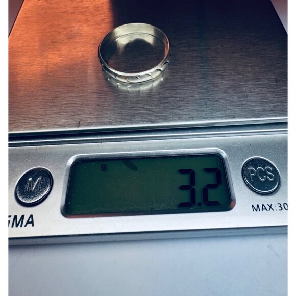Sterling Silver 925 Band Ring Size 11.75 Hand Carved Design Estate Jewelry Mens! - Picture 7 of 8